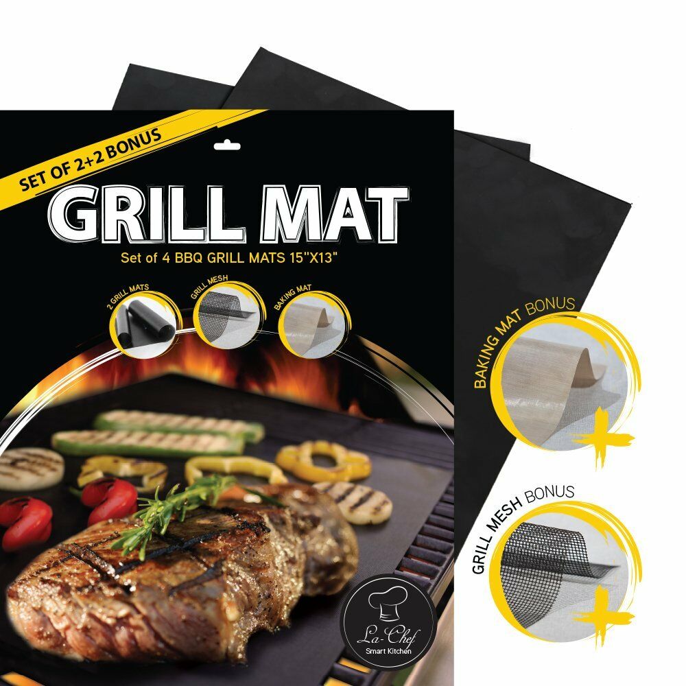 La Chef Bbq Grill Mat As Seen On Tv Set Of 4 2 Grill Mats 1