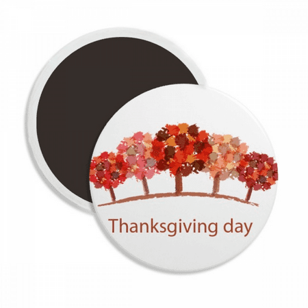 

Thanksgiving Day Red Tree Watercolor Pattern Round Ceracs Fridge Magnet Keepsake Decoration