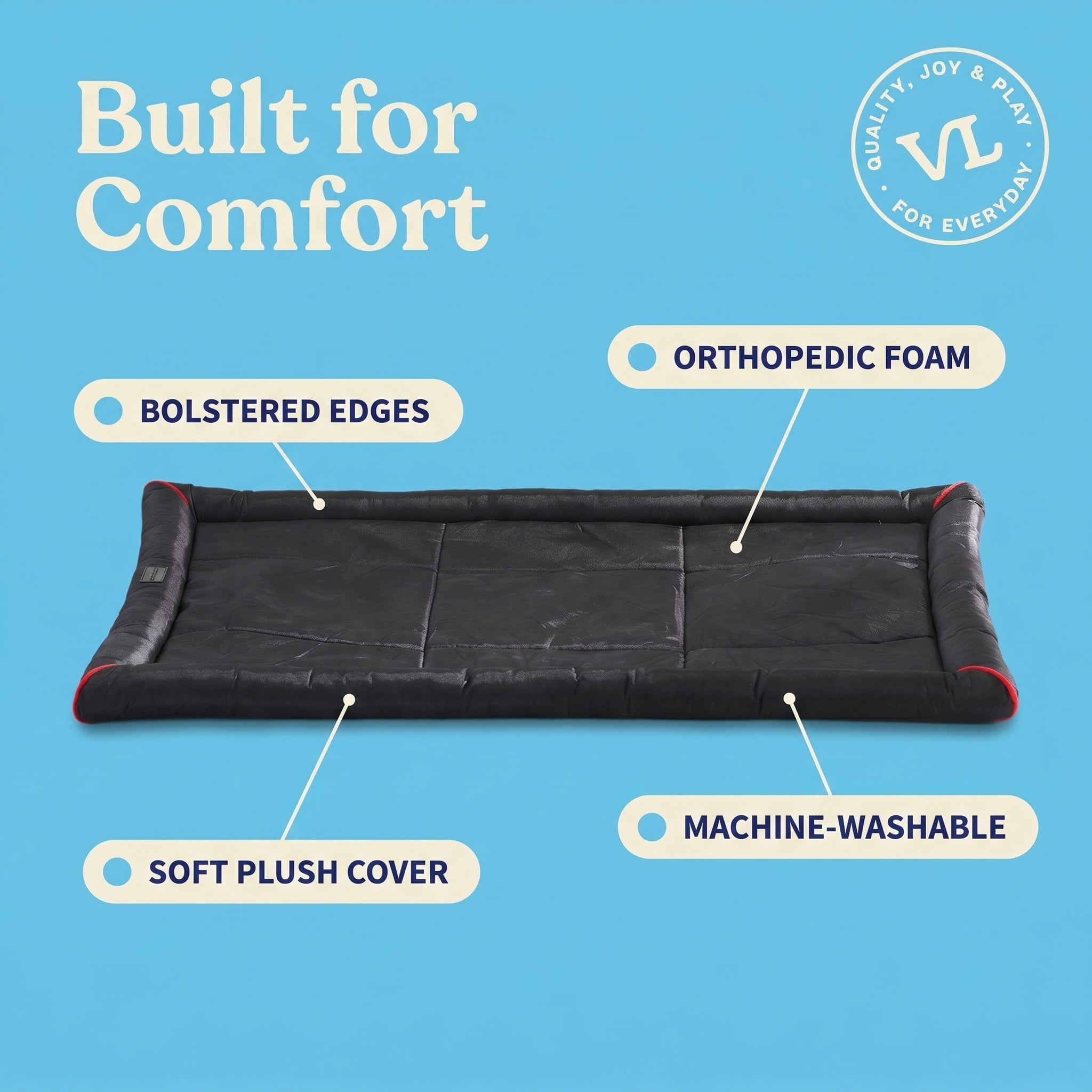 (4 pack) Vibrant Life Large Durable and Water-Resistant Crate Mat, Black, 41" x 27"