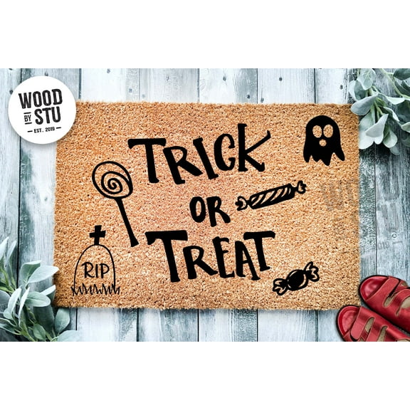 Trick or Treat Doormat | Cute Halloween Door Mat | Funny Doormat | Welcome Mat | Halloween Decor | Funny Door Mat | Home Doormat | Halloween