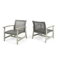 thumbnail image 2 of Outdoor Club Chairs Set of 2, Acacia Wood Frame with Pe Wicker, Gray & Black Patio Lounge Chairs for Garden, Poolside Or Deck, 32.75"D X 28.25"W X 31.75"H, 2 of 15