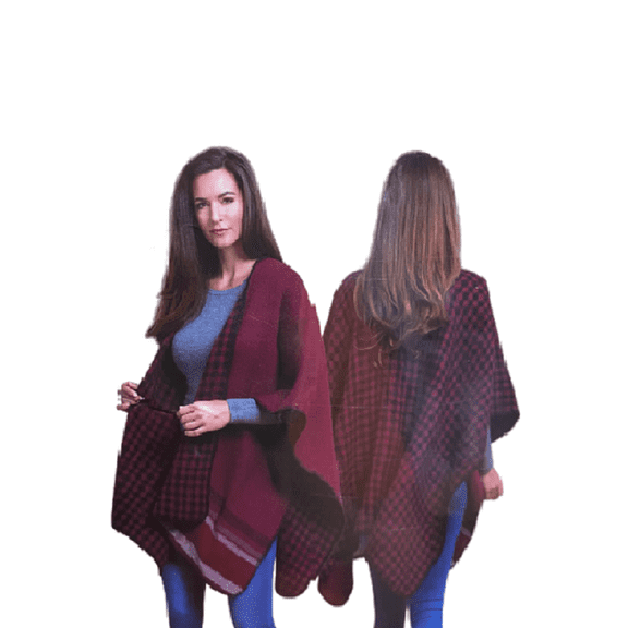 Woolrich Women's Reversible Blanket Wrap in Red Multi Stripe/Buffalo Plaid, OSFA