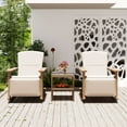 thumbnail image 3 of Harper & Bright Designs 3 Piece Outdoor Rocking Chair Set with Glass Coffee, Patio PE Wicker Adjustable Double Bistro Conversation for 2, for Balcony Garden Front Porch, Beige, 3 of 17