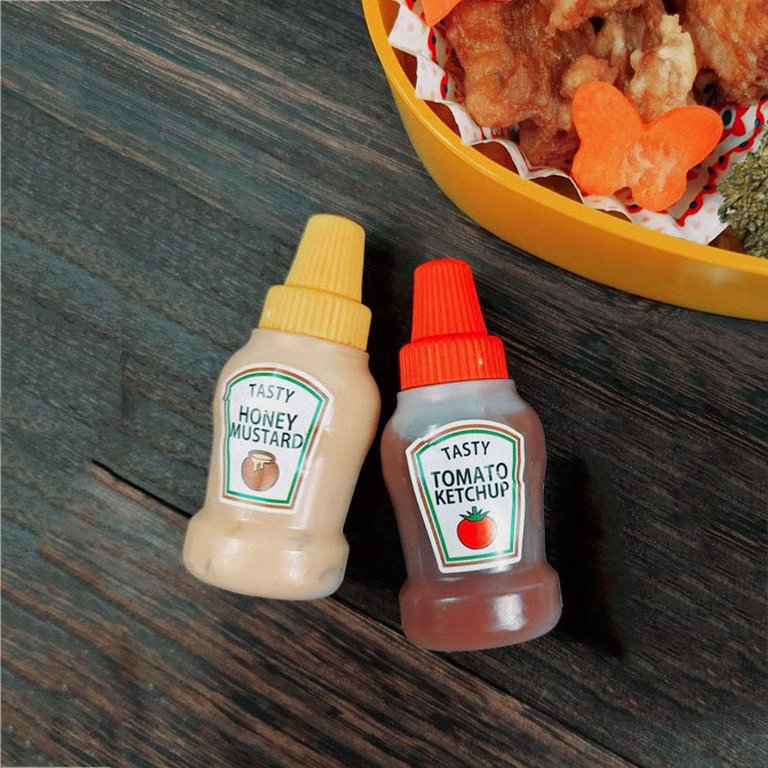 Mini Sauce Containers for Lunch Box Portable Plastic Ketchup/Sauce Honey  Condiment Squeeze Containers Dispensers with Screw Cap,25 ml Set of 4 