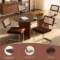 thumbnail image 6 of Hawsaiy Velvet Rattan Dining Chairs Set of 2, Upholstered Dining Room Chairs with Cane Back, Mid Century Modern Cantilever Kitchen Chairs, Chrome Frame Armless Side Chairs, Brown, 6 of 12