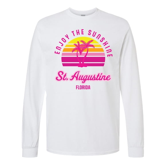 Inktastic Summer Enjoy the Sunshine St. Augustine Florida in Pink Long Sleeve T-Shirt