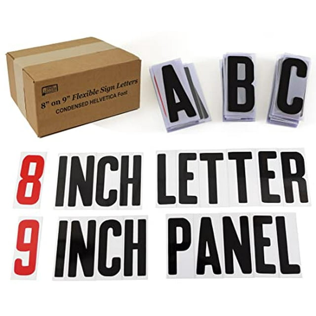 Sign Letter Depot, Marquee Letters, Flexible Outdoor Sign Letters for Changeable Portable Roadside Sign, Condensed Helvetica Font, 8 Inch Letter, 9 Inch Panel, 300 pc set