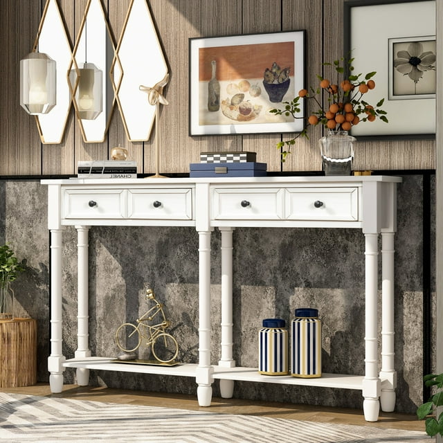 Deiokin Rustic Console Table with 2 Drawers, Sofa Table for Entryway & Living Room