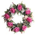 thumbnail image 1 of Corona Decorativa de Feliz Pascua Sincero para Puerta de entrada Rosas Rojas y Rosadas, 1 of 5