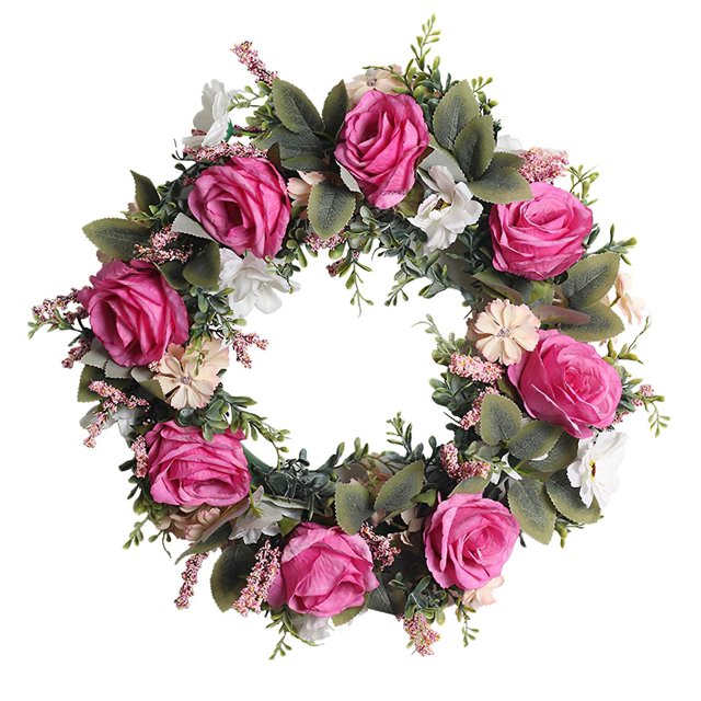 Corona Decorativa de Feliz Pascua Sincero para Puerta de entrada Rosas Rojas y Rosadas