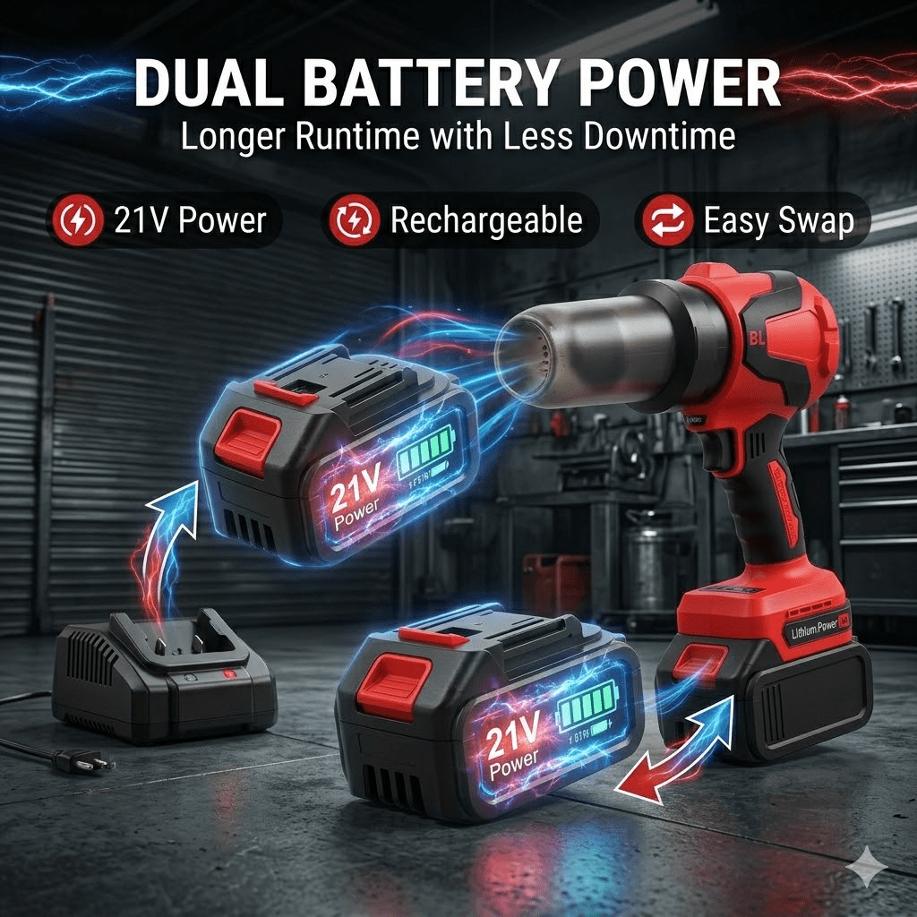 Cordless Leaf Blower Vacuum, 21V Brushless Electric Leaf Blower with 2 Batteries and Charger, Battery Powered Lawn Blower, 2-in-1 Small Handheld Blower Vacuum with Storage Case for Lawn Care,