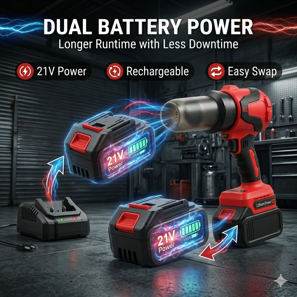 Camkey 21V Cordless Leaf Blower Vacuum with 2 Batteries photo 4