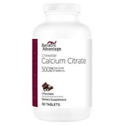 Bariatric Advantage Calcium Citrate Chewable 500mg with Vitamin D3 for Bariatric Surgery Patients Including Gastric Bypass and Sleeve Gastrectomy, Low Sugar - Chocolate Flavor, 90 Count