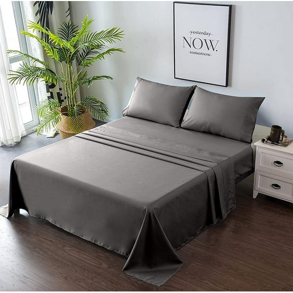 Complete Queen Sheet Set - Breathable and Soft - Flat Sheet, Fitted Sheet, 2 Pillow Cases - Deep Pocket and Easy Care