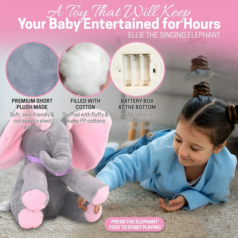 Elephant stuffed animal with store moving ears