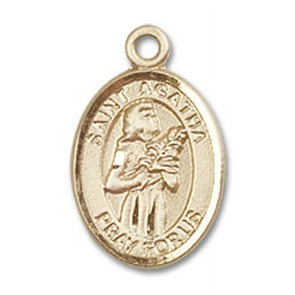 14kt Yellow Gold St. Agatha Medal 1/2 x 1/4 inches