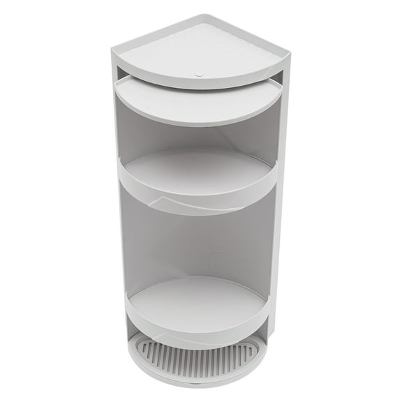 Dwellnix Modern 3-Tier Desk Organizer with Rotating Door, Water Tray, and Fan-Shaped Top, Perfect for Organizing Office Supplies and Household Items