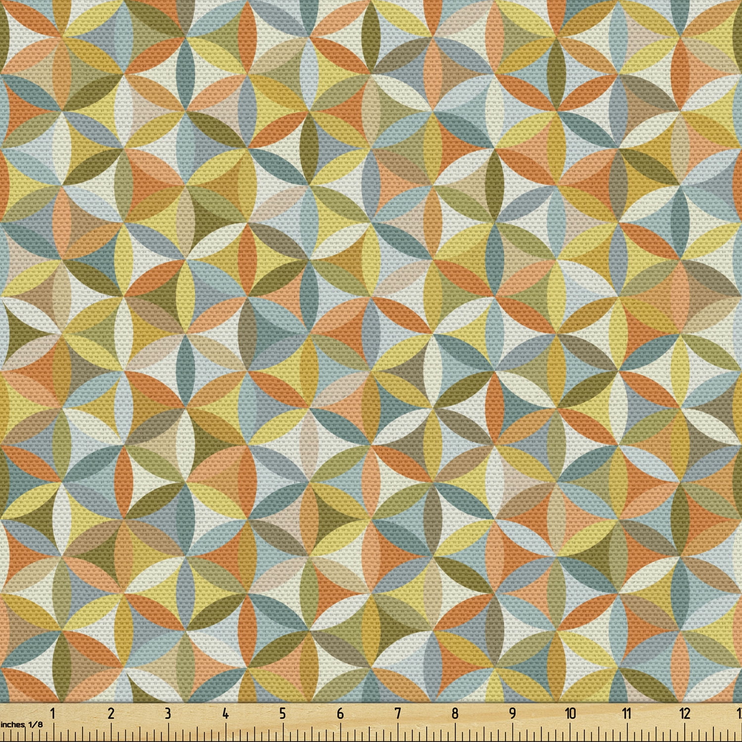 Abstract Fabric by the Yard, Circular Interlace Inner Rounds Oval