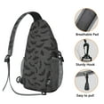 thumbnail image 3 of Sling Backpack,Gray Halloween Bats and Spider Webs Sling Bag with Water Bottle Holder,Waterproof Sling Bag for Men/Women with Headphone Jack for Hiking,Travel, 3 of 6