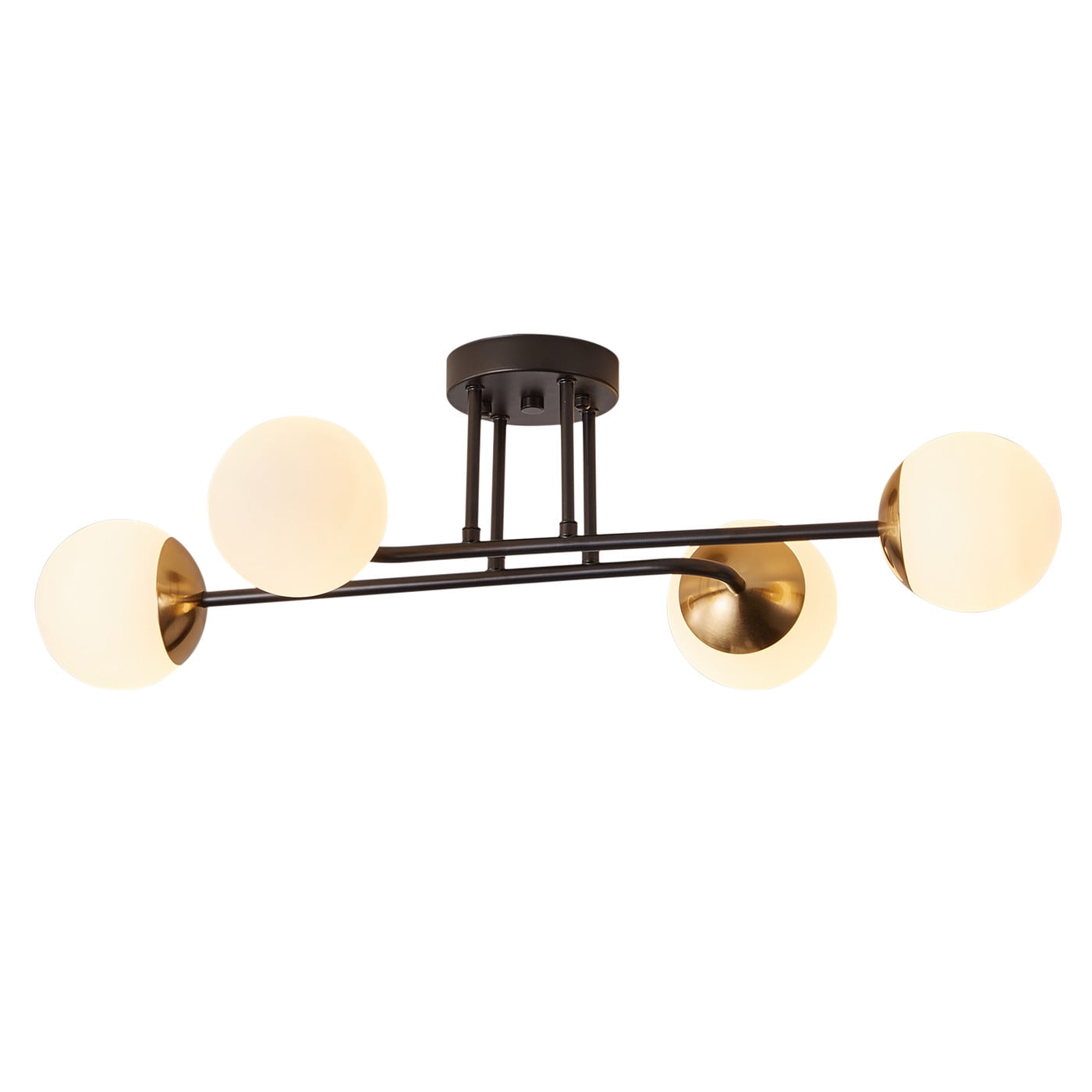 Aiwen Contemporary 4 Lights Semi Flush Mount Ceiling Lamp With Glass Opal Shade