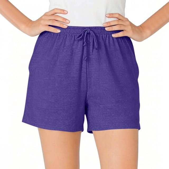 Lmnyox Womens Plus Size Shorts Fashion Casual Elastic Waist Drawstring Sweat Shorts Summer Solid Color Basic Shorts