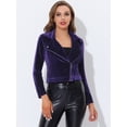 thumbnail image 3 of Chaqueta de motociclista Allegra K Terciopelo Mujer Púrpura M, 3 of 5
