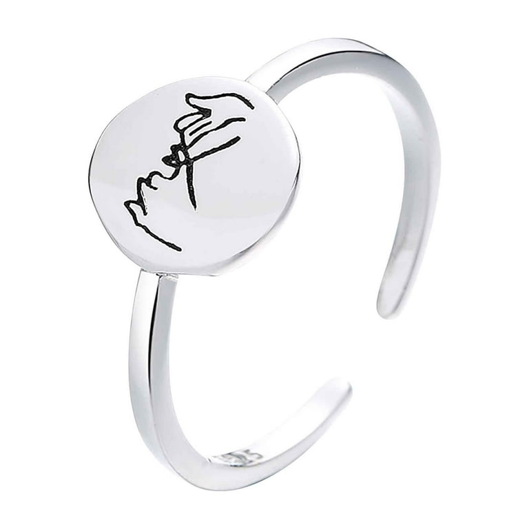 Pinky Promise Couple Rings Hand in Hand Ring Stainless Steel High