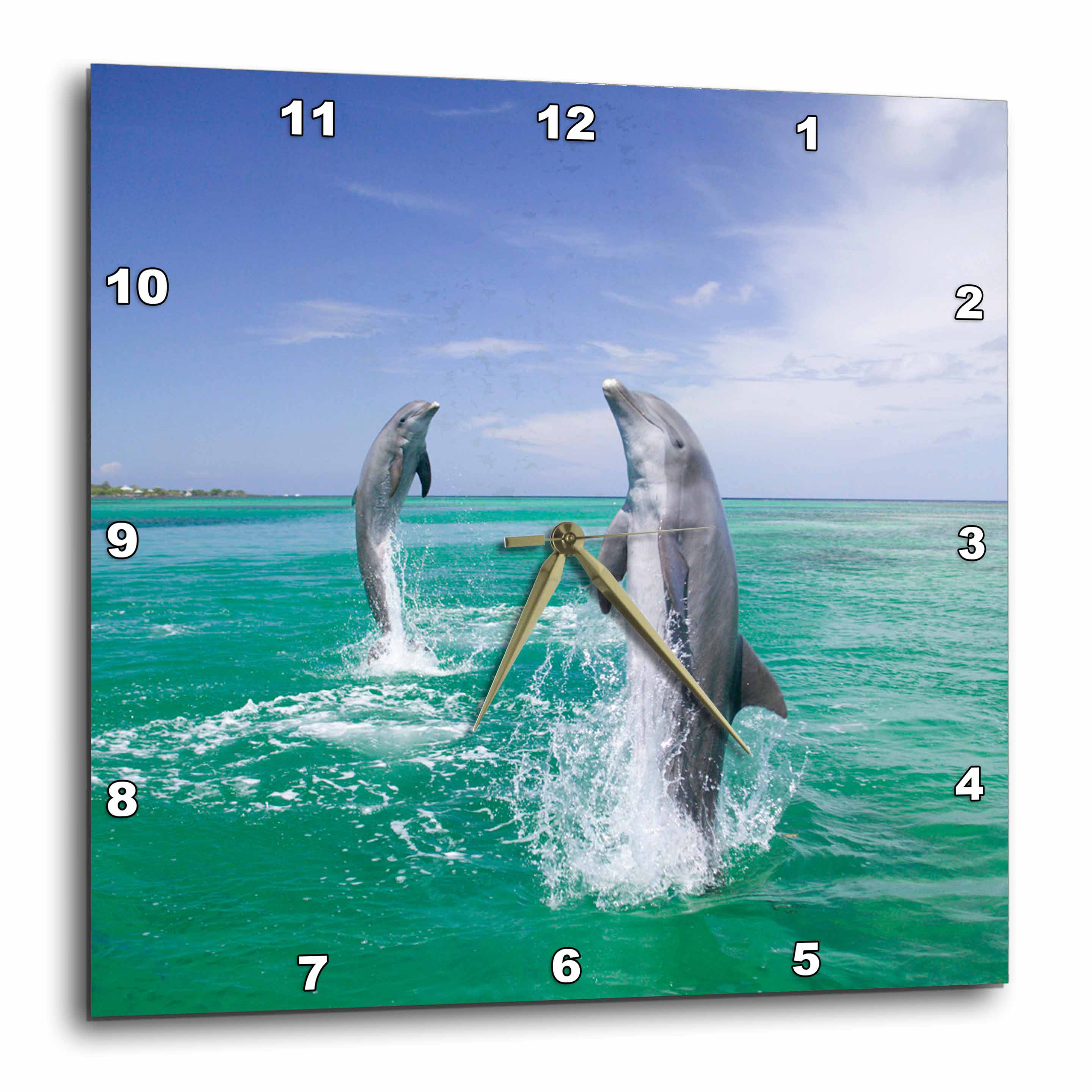 dpp_48980_1 10x10 Wall Clock Dolphin In Atlantis 3dRose Renderly Yours Oceans