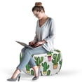 thumbnail image 2 of Cactus Pouf Cover with Zipper, Vases and Pots with Flowers Cartoon Drawing Colorful Summer Plants Design, Soft Decorative Fabric Unstuffed Case, 30" W X 17.3" L, Peach Pink Green, by Ambesonne, 2 of 5