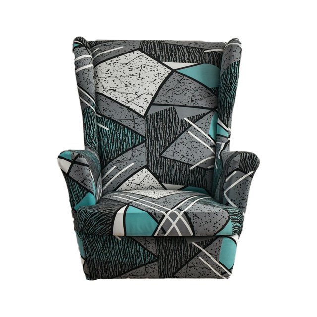 Antideslizante Wing Chair Slipcover Lavable Poliéster Impreso Elástico Transpirable Sofá Fundas de sofá Protector de muebles para sala de estar Comedor Gris oscuro Gloria Funda Sillón
