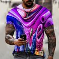 thumbnail image 1 of 2024 Summer Men's New Short-sleeved 3D Printing Technology Round Neck Design Fashionable T-shirt With Free, 1 of 5