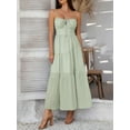 thumbnail image 4 of Women Casual Summer Maxi Sundress Spaghetti Strap Bow- Tie Flowy Boho Beach Long Dress 2025 Green L, 4 of 7