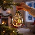 thumbnail image 6 of Clear Glass Christmas Ornament Ball with Squirrel, Mini Tree Scene Inside, Gold Crown Hanging Tree Decoration, 3.2x3.2 Inch, 1 Count, 6 of 7