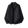 thumbnail image 4 of Mens Casual Bomber Jacket Windproof Mock Neck Full Zip Active Classic Fit Windbreaker Coat with Pockets for Fall Winter Streetwear Travel, Black, XXL, 4 of 8