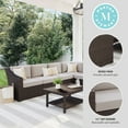 thumbnail image 4 of Martha Stewart Indoor-Outdoor Modular Patio 6-Seat Sectional Sofa in Brown Rattan Wicker with Tan All-Weather Cushions, 4 of 11