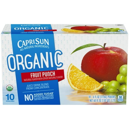 (4 Pack) Capri Sun Organic Fruit Punch Juice Drink, 10 - 6 fl oz (Best Organic Juice For Babies)