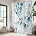 thumbnail image 3 of Blue Eucalyptus Leaf Long Shower Curtain, Blue Botanical Watercolor Plants Bathroom Curtain Bathtub Home Decor Waterproof Fabric Machine Washable with 12 PCS Hooks,72" Wx84 L, 3 of 6