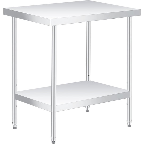 Qinaqin 36 x 24 Inches Resistente Stainless Steel Prep Mesa con Ajustable Undershelf Ideal para Outdoor Use en Restaurants cm de Alturaotels y Anchoorks