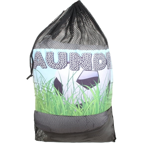 Gilbin Matching Mesh Laundry Or Sock Bag with Drawstring for Sleep Away Camp (Laundry Bag Soccer Field)