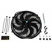 A-Team Performance 160061 16" High Performance Heavy Duty 12V Black Radiator Electric Wide Curved Cooling Fan Assembly Kit 8 Blade FAN 3000 CFM