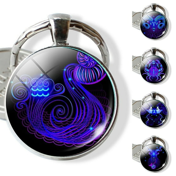 SPRING PARK Keyring Zodiac Sign Key Holder Ring Keychain 12 Constellation Pendant