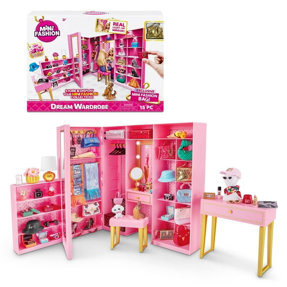 Mini Brands Mini Garde-Robe de Rêve par ZURU avec Sac de Mode Métallique Exclusif et 25+ Zones de Rangement pour Accessoires de Poupée Cadeau