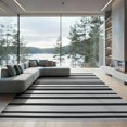 thumbnail image 2 of ODIKA 8'x10' Washable Area Rug Durable, Non-Slip Striped Layering Design Bold Bands Alternating Evenly Spaced Lines for Living Room, Under Sectional, Family, 2 of 7