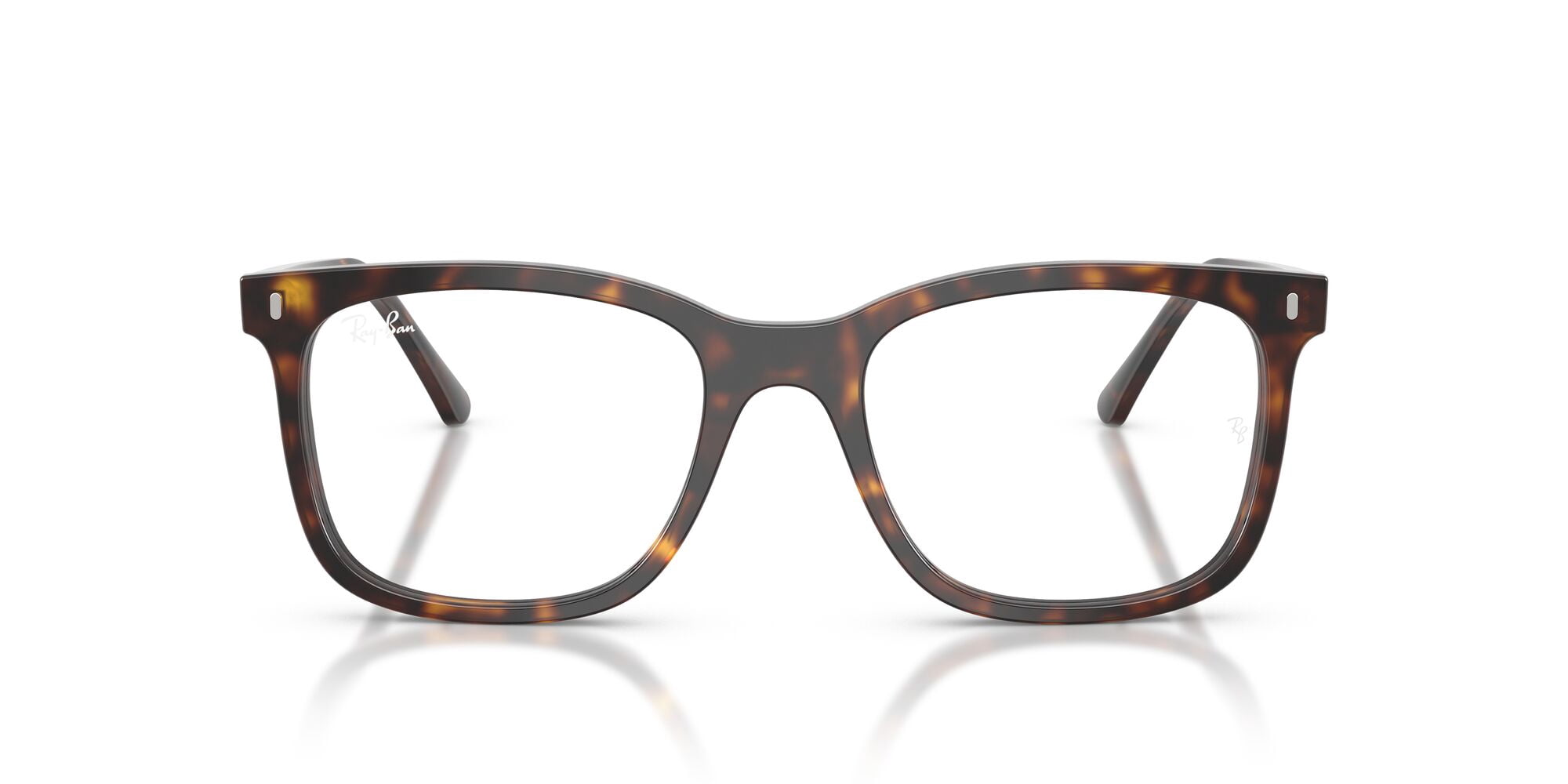 Ray-Ban Square Shaped Eye Glasses with Polished Havana Frames and Demo Lens, Size 51