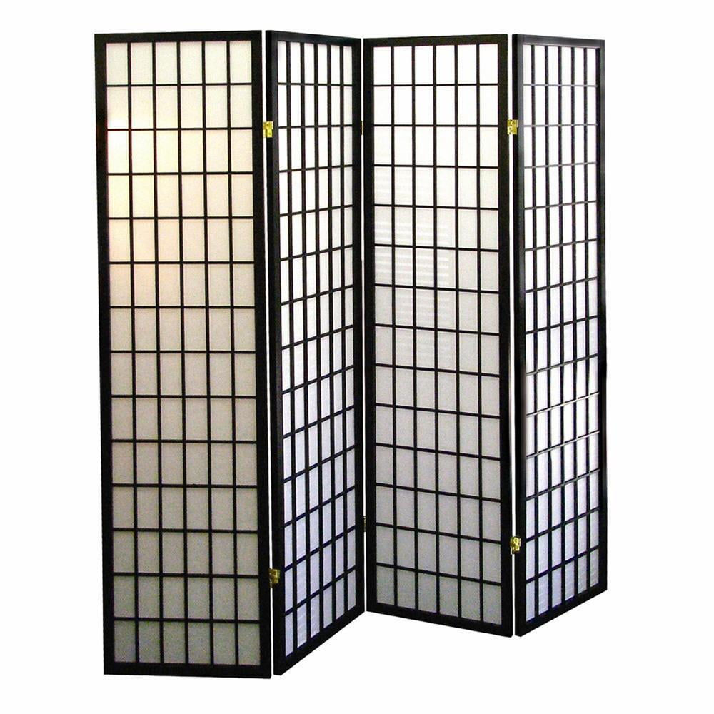 Ore International 4-Panel Room Divider - Black
