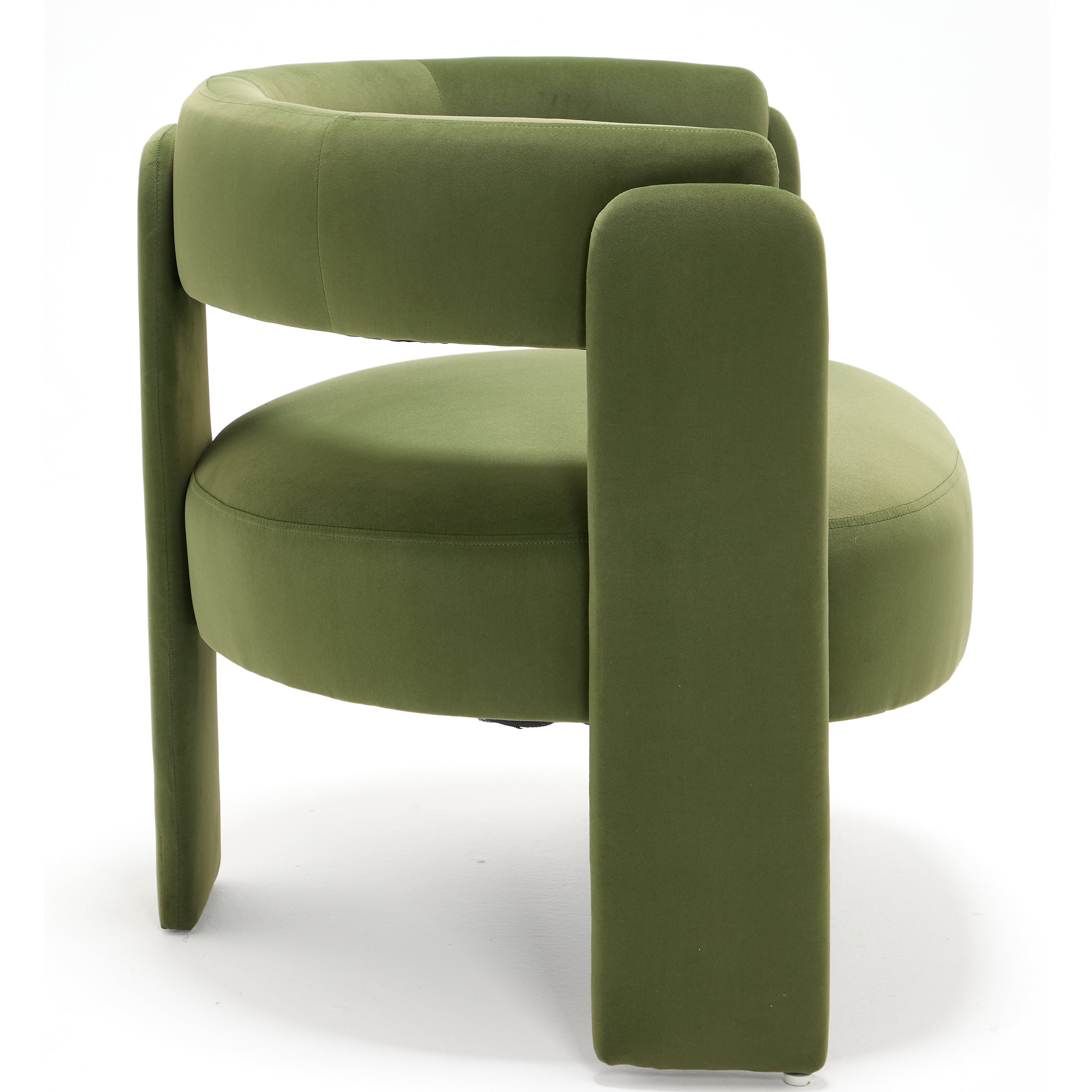 Aukfa Modern Velvet Barrel Accent Chair with 8.66" Thick Seat Cushion, Upholstered Armchair with 300 lb Weight Capacity for Living Room,Olive Green