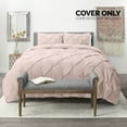 thumbnail image 4 of Nestl 3 Piece Pinch Pleated Pintuck Duvet Cover Set with Shams, Soft Microfiber,Button Closure Bedding Set, Full - Blush, 4 of 9