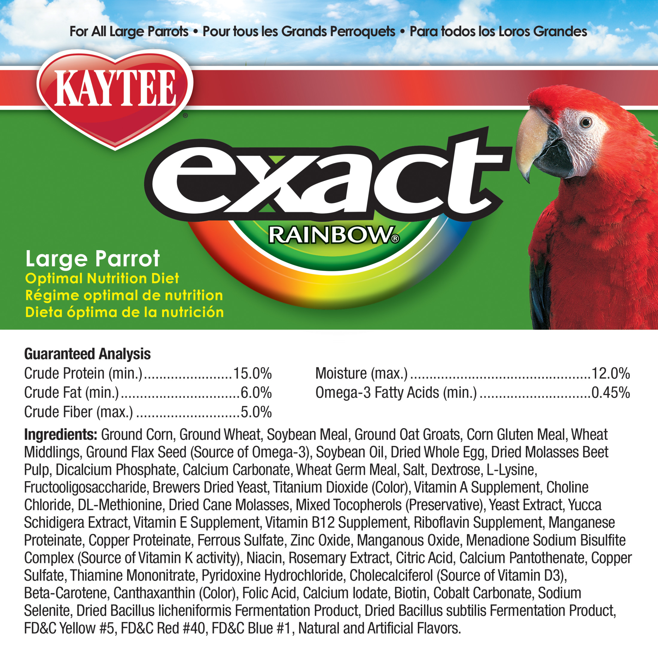 Kaytee Exact Rainbow Premium Large Parrot Food 20 Pounds