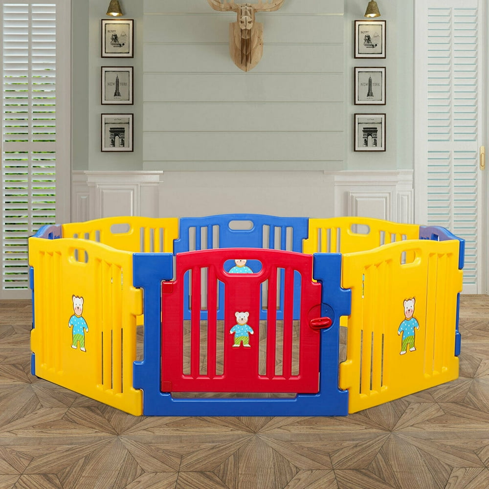 Veryke Play Yard for Kids, 8 Panel Baby Playpen for Toddler, Flexible