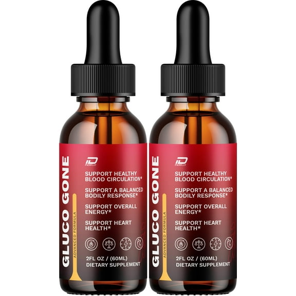 Gluco Gone Liquid Drops – GlucoGone Drops Extra Strength All Natural Healthy Organic Support, 2 Pack, 2 Month Supply